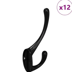 vidaXL Kledinghaak 12 pcs Zwart 102 x 29 x 47mm Zinklegering