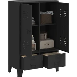 vidaXL Kledingkast industriële stijl 67x35x107 cm metaal zwart
