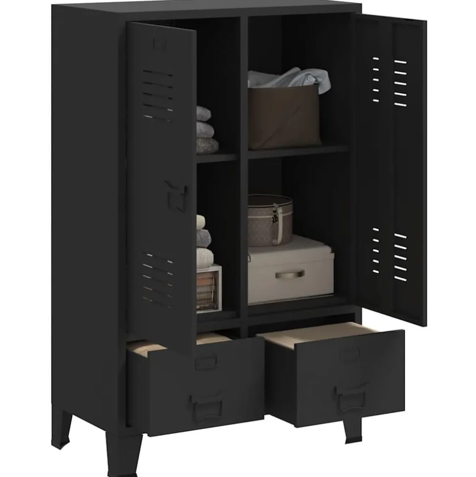 vidaXL Kledingkast industriële stijl 67x35x107 cm metaal zwart