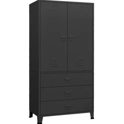vidaXL Kledingkast industrieel 90x50x180 cm metaal zwart