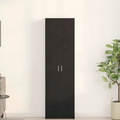vidaXL Kledingkast met plank Zwart Eiken 55 x 25 x 189 cm Bewerkt hout
