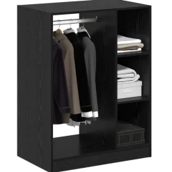 vidaXL Kledingkast met plank met opslag Zwart Eiken 77 x 48 x 102 cm