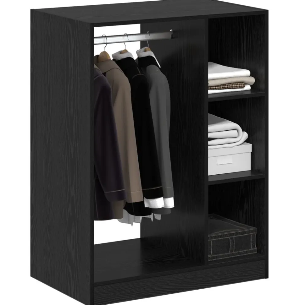 vidaXL Kledingkast met plank met opslag Zwart Eiken 77 x 48 x 102 cm