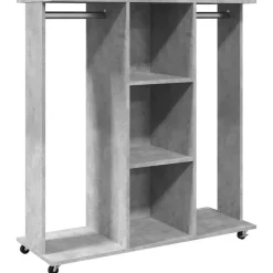 vidaXL Kledingkast met wielen 102x38x110 cm bewerkt hout betongrijs