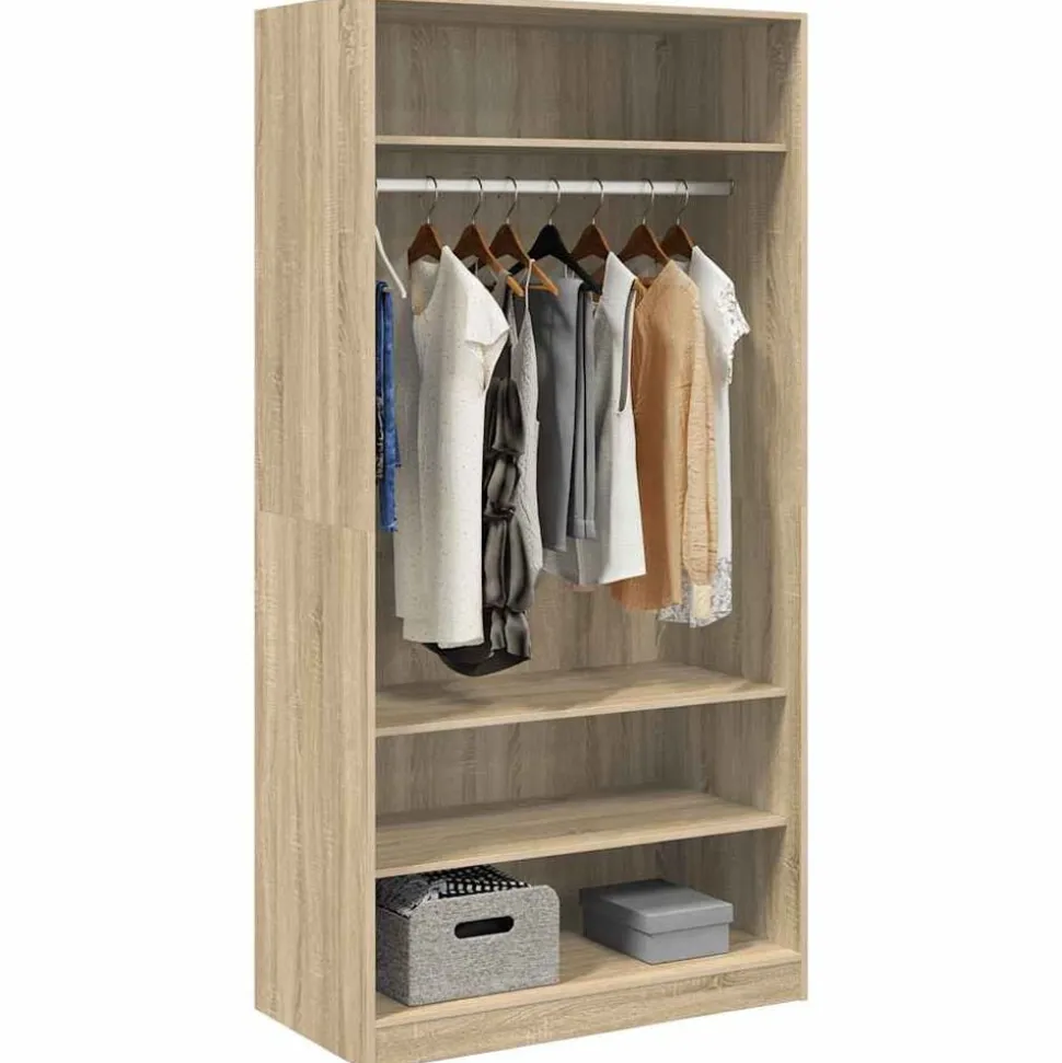 vidaXL Kledingkast 100x50x200 cm bewerkt hout sonoma eikenkleurig
