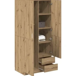 vidaXL Kledingkast 80x52x180 cm bewerkt hout artisanaal eikenkleurig