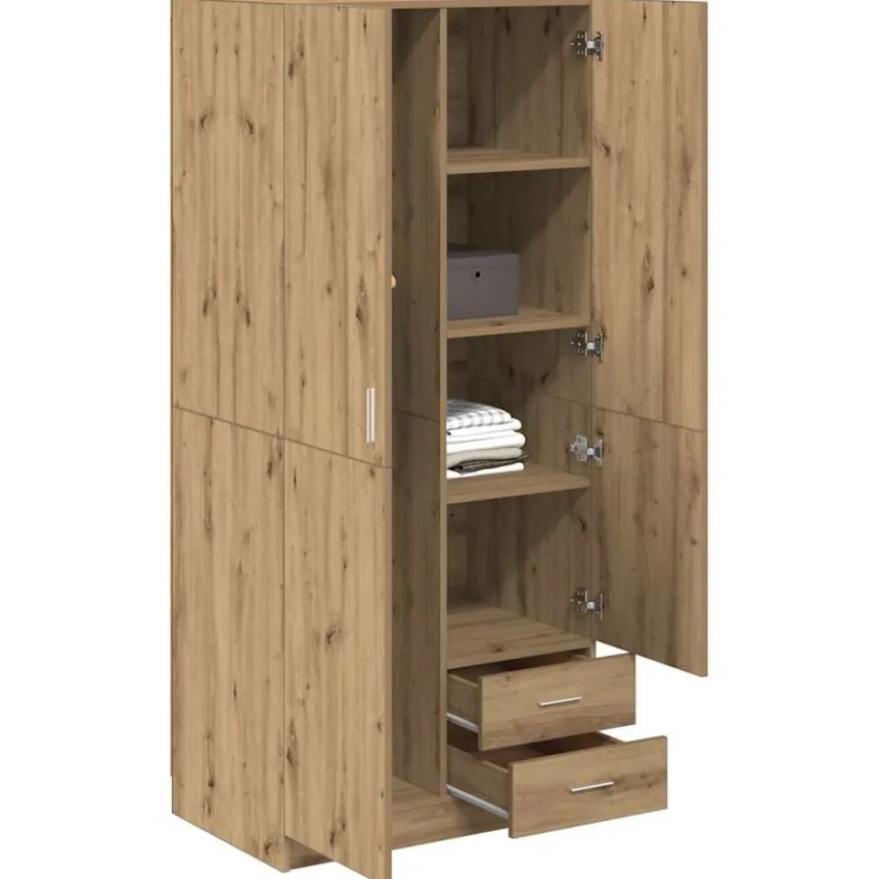 vidaXL Kledingkast 80x52x180 cm bewerkt hout artisanaal eikenkleurig