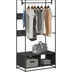 vidaXL Kledingkast 90x50x180 cm bewerkt hout zwart