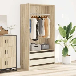 vidaXL Kledingkast 100x50x200 cm bewerkt hout sonoma eikenkleurig