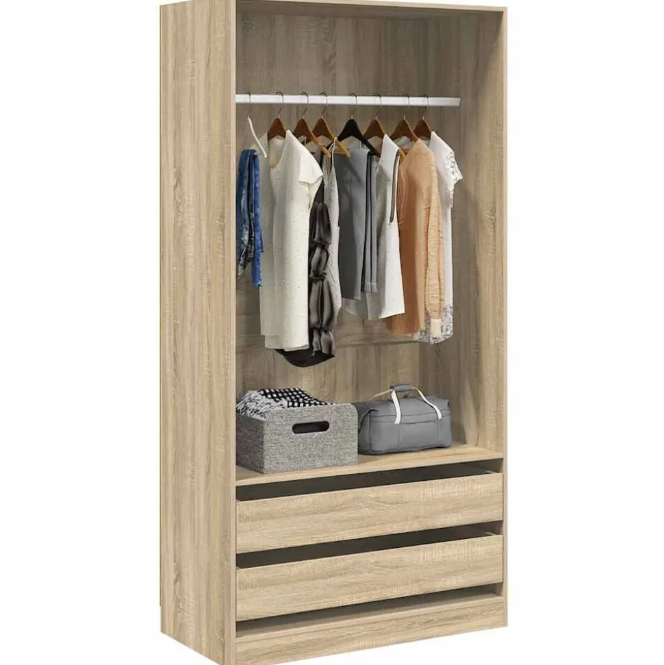 vidaXL Kledingkast 100x50x200 cm bewerkt hout sonoma eikenkleurig
