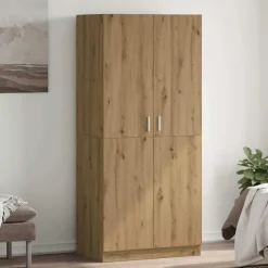 vidaXL Kledingkast 80x52x180 cm bewerkt hout artisanaal eikenkleurig