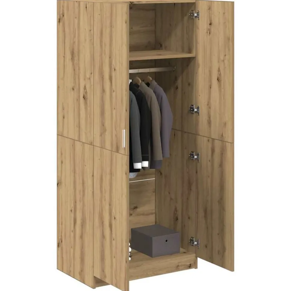 vidaXL Kledingkast 80x52x180 cm bewerkt hout artisanaal eikenkleurig