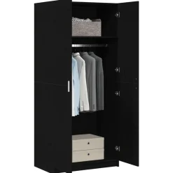 vidaXL Kledingkast Zwart Eiken 80 x 50,5 x 180 cm Bewerkt hout