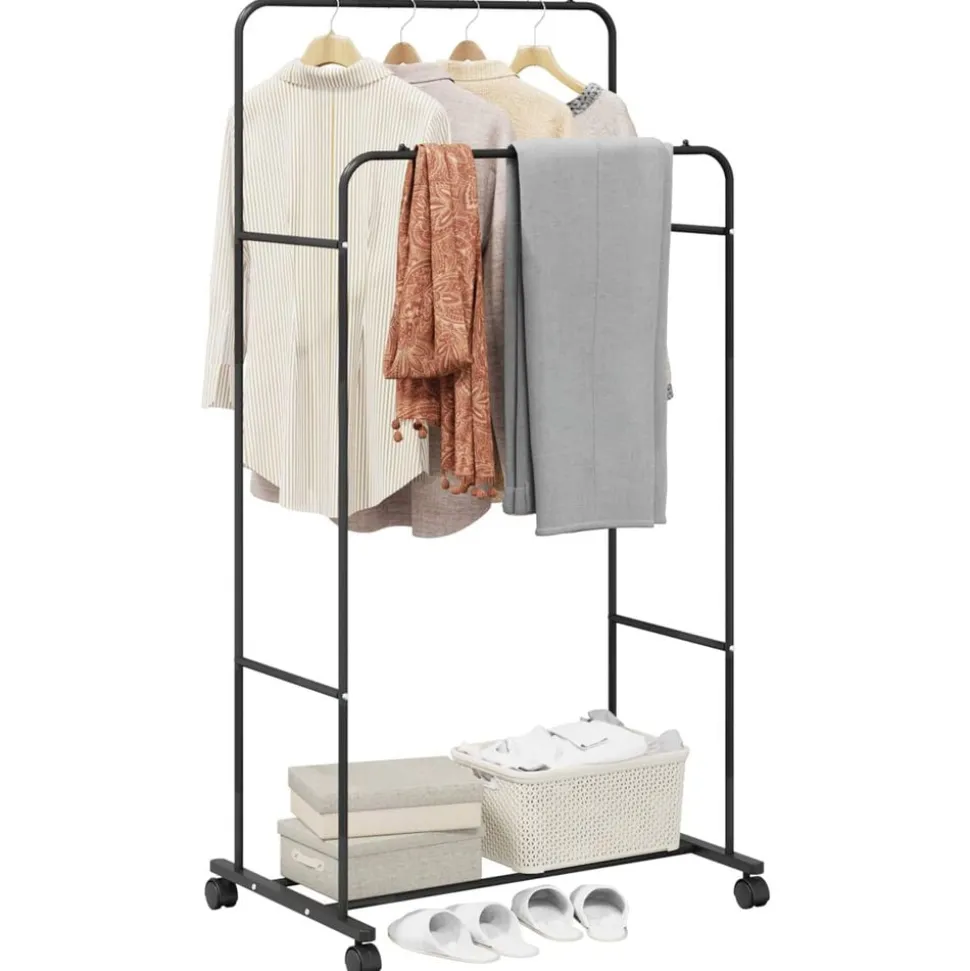 vidaXL Kledingrek Effen Zwart 80 x 53 x 156 cm