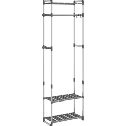 vidaXL Kledingrek 3-laags 59x29x192 cm aluminium zilverkleurig