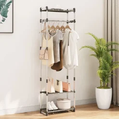 vidaXL Kledingrek 3-laags 59x29x192 cm aluminium zilverkleurig