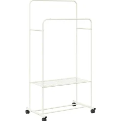 vidaXL Kledingrek met plank met wiel met opslag Wit 80 x 53 x 156 cm