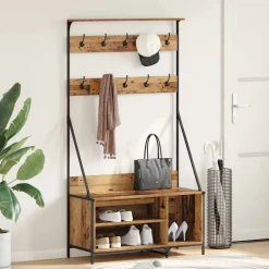 vidaXL Kledingrek met plank Oud Hout 100 x 41 x 184 cm Bewerkt hout