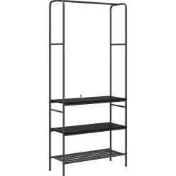 vidaXL Kledingrek met plank Zwart Eiken 77 x 30 x 171 cm Bewerkt hout