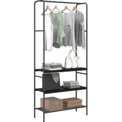 vidaXL Kledingrek met plank Zwart Eiken 77 x 30 x 171 cm Bewerkt hout