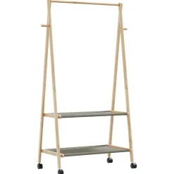 vidaXL Kledingrek met schappen en wielen 96x45,5x155,5 cm bamboe