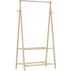 vidaXL Kledingrek met schappen 96x45,5x150,5 cm bamboe