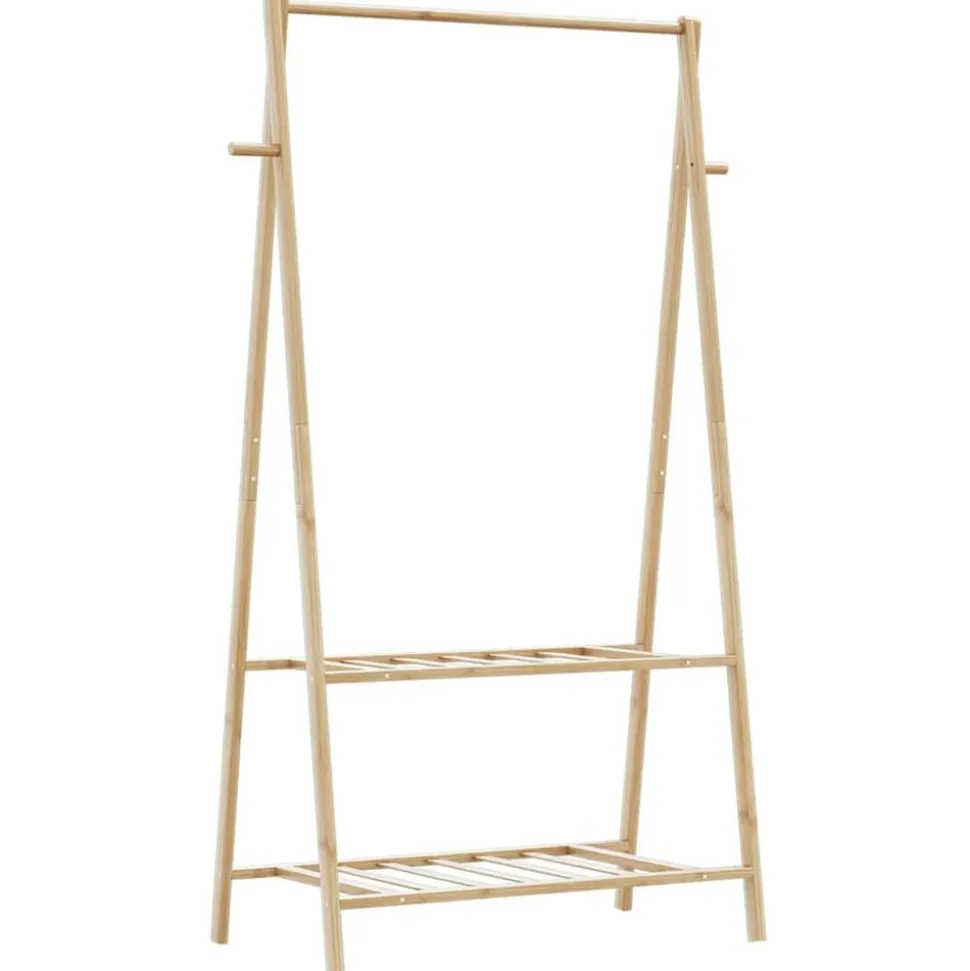vidaXL Kledingrek met schappen 96x45,5x150,5 cm bamboe