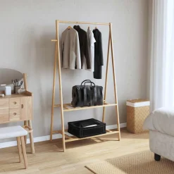 vidaXL Kledingrek met schappen 96x45,5x150,5 cm bamboe