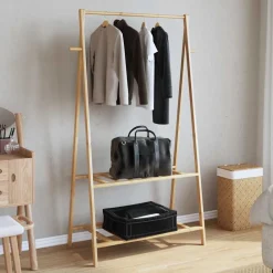 vidaXL Kledingrek met schappen 96x45,5x150,5 cm bamboe