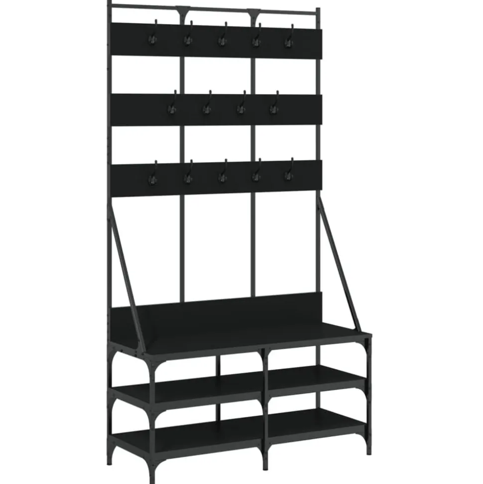 vidaXL Kledingrek met schoenenrek 100x40x184 cm zwart