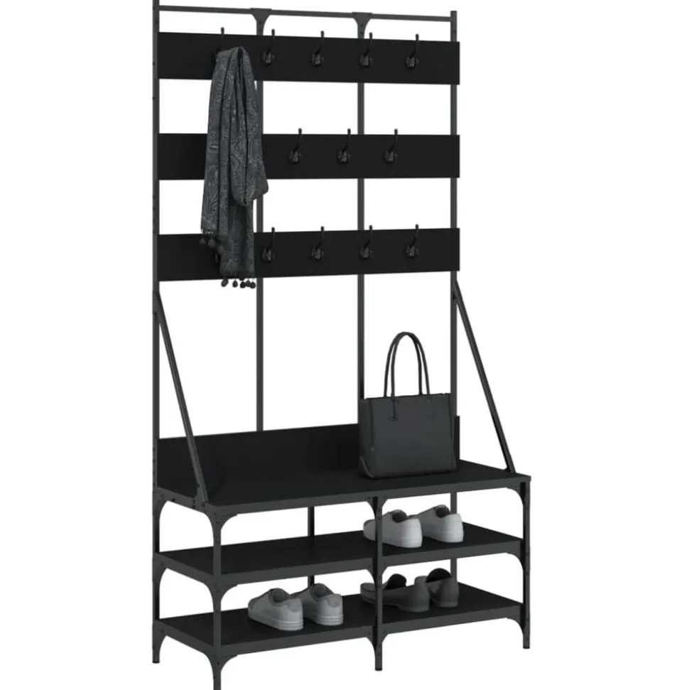 vidaXL Kledingrek met schoenenrek 100x40x184 cm zwart