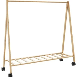 vidaXL Kledingrek met schappen en wielen 106x34x106,5 cm bamboe