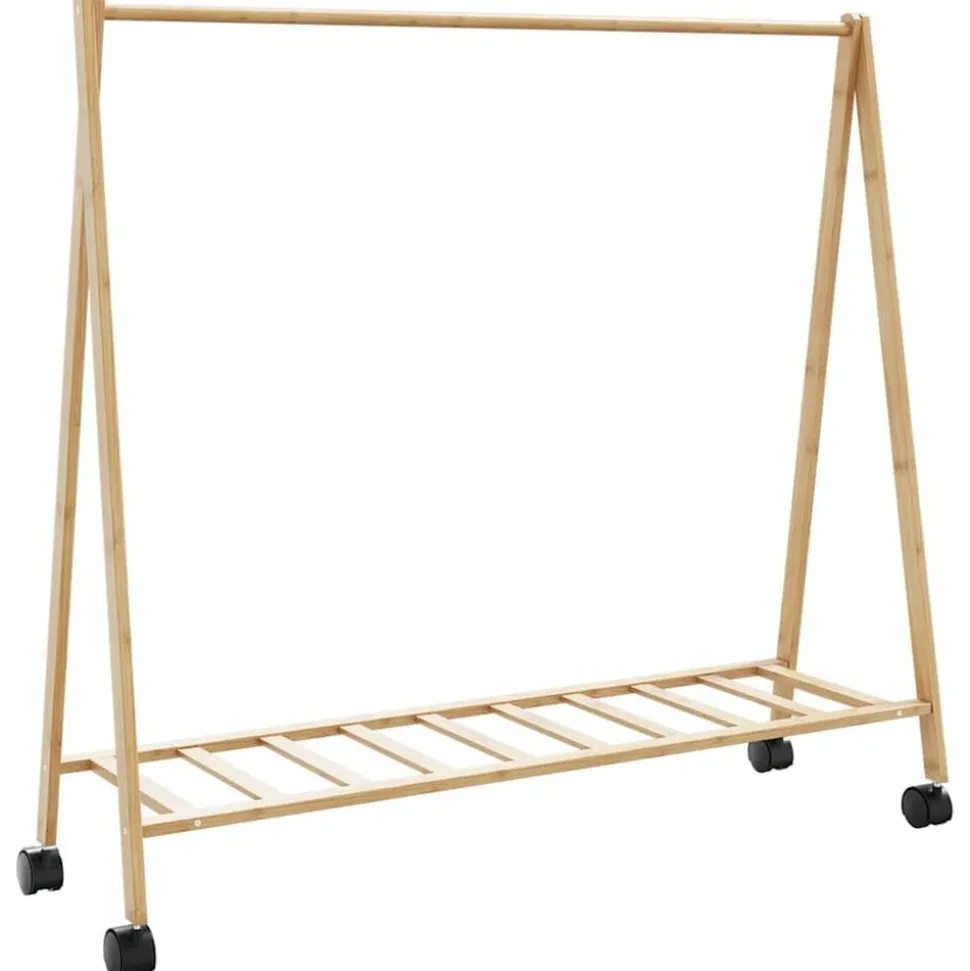 vidaXL Kledingrek met schappen en wielen 106x34x106,5 cm bamboe