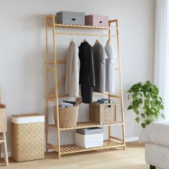 vidaXL Kledingrek met schappen 110x40x180 cm bamboe