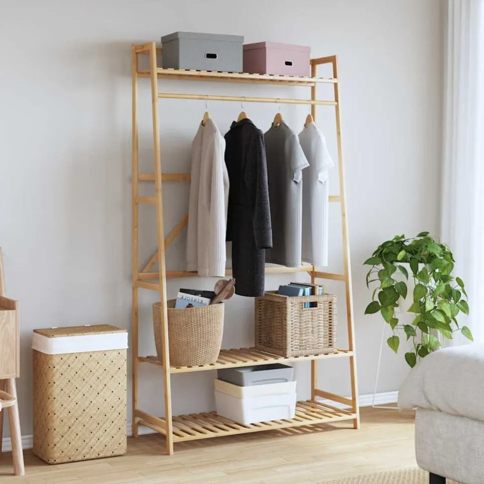 vidaXL Kledingrek met schappen 110x40x180 cm bamboe