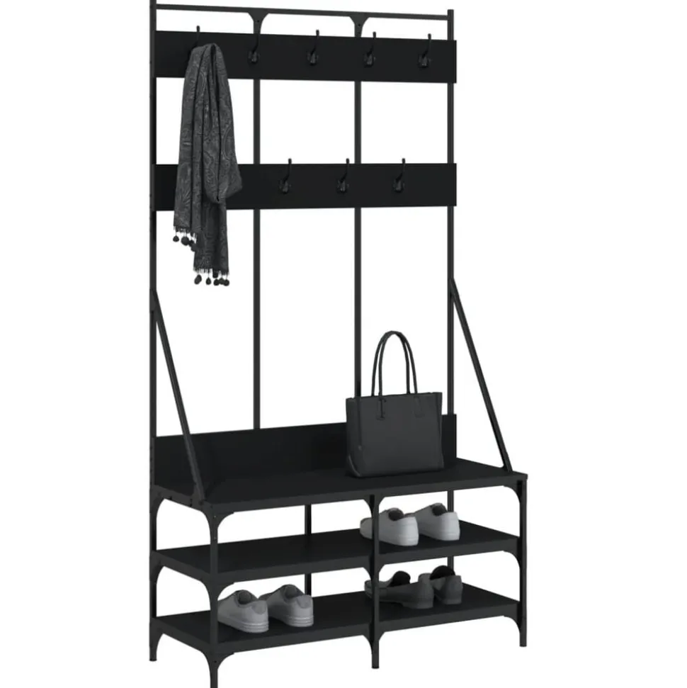 vidaXL Kledingrek met schoenenrek 100x40x184 cm zwart