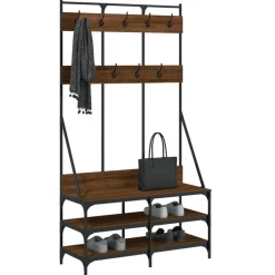 vidaXL Kledingrek met schoenenrek 100x40x184 cm bruin eikenkleur
