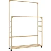 vidaXL Kledingrek met schappen en wielen 90x35x155 cm bamboe