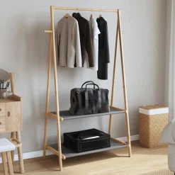 vidaXL Kledingrek met schappen 96x45,5x150,5 cm bamboe