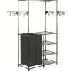 vidaXL Kledingrek 87x44x158 cm staal en ongeweven stof zwart