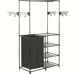 vidaXL Kledingrek 87x44x158 cm staal en ongeweven stof zwart