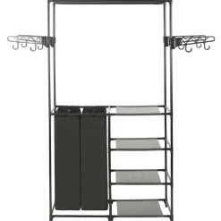 vidaXL Kledingrek 87x44x158 cm staal en ongeweven stof zwart