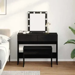 vidaXL Kleedkamer Kruk Zwart eiken 70 x 35 x 45 cm Bewerkt hout