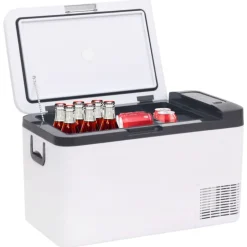 vidaXL Koelbox met handvat en adapter 18 L PP & PE zwart en wit