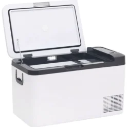 vidaXL Koelbox met handvat en adapter 25 L PP & PE zwart en wit
