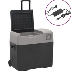 vidaXL Koelbox met wielen en adapter 40 L polypropeen zwart en grijs