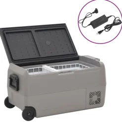 vidaXL Koelbox met wielen en adapter 36 L PP en PE zwart en grijs