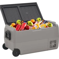 vidaXL Koelbox met wielen en adapter 36 L PP en PE zwart en grijs