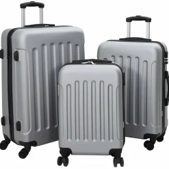 vidaXL Koffer met slot 3 pcs Zilver 50 x 31 x 78 cm ABS Kunststof