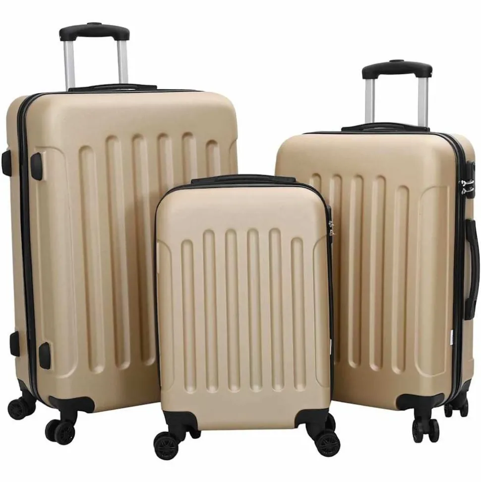vidaXL Koffer met slot 3 pcs champagne 50 x 31 x 78 cm ABS Kunststof